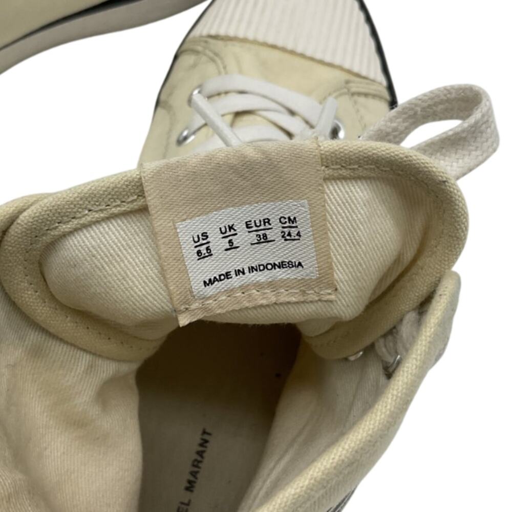 Isabel Marant Canvas Cream Benkeen High Top Sneakers Size 38 EU - Picture 5 of 6